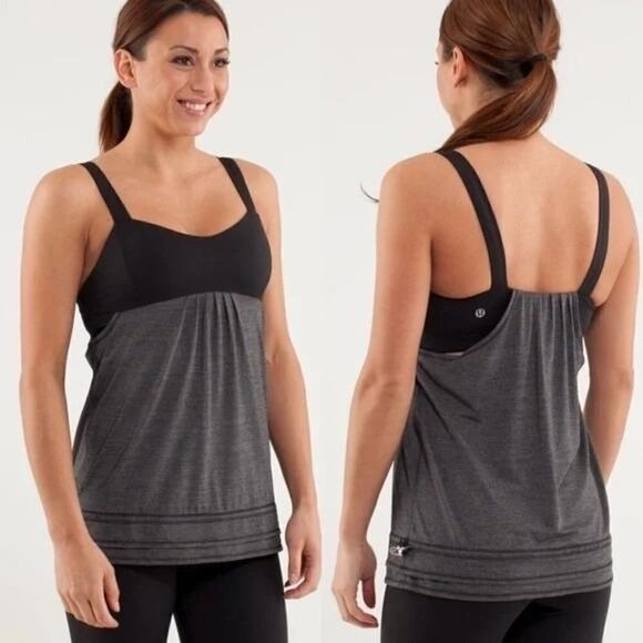 Lululemon Run: Back On Track Tank Womens 6 Workout Top Shelf Bra Athletic Gym‎ - Picture 1 of 12